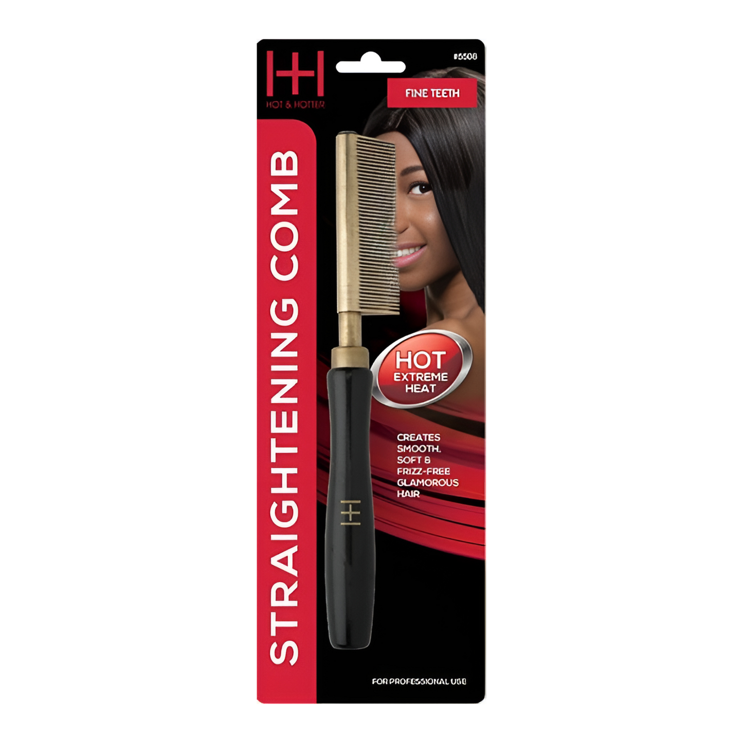 Hot & Hotter Thermal Straighten Comb Fine Teeth black and gold hair straightener for smooth, frizz-free hairstyles.