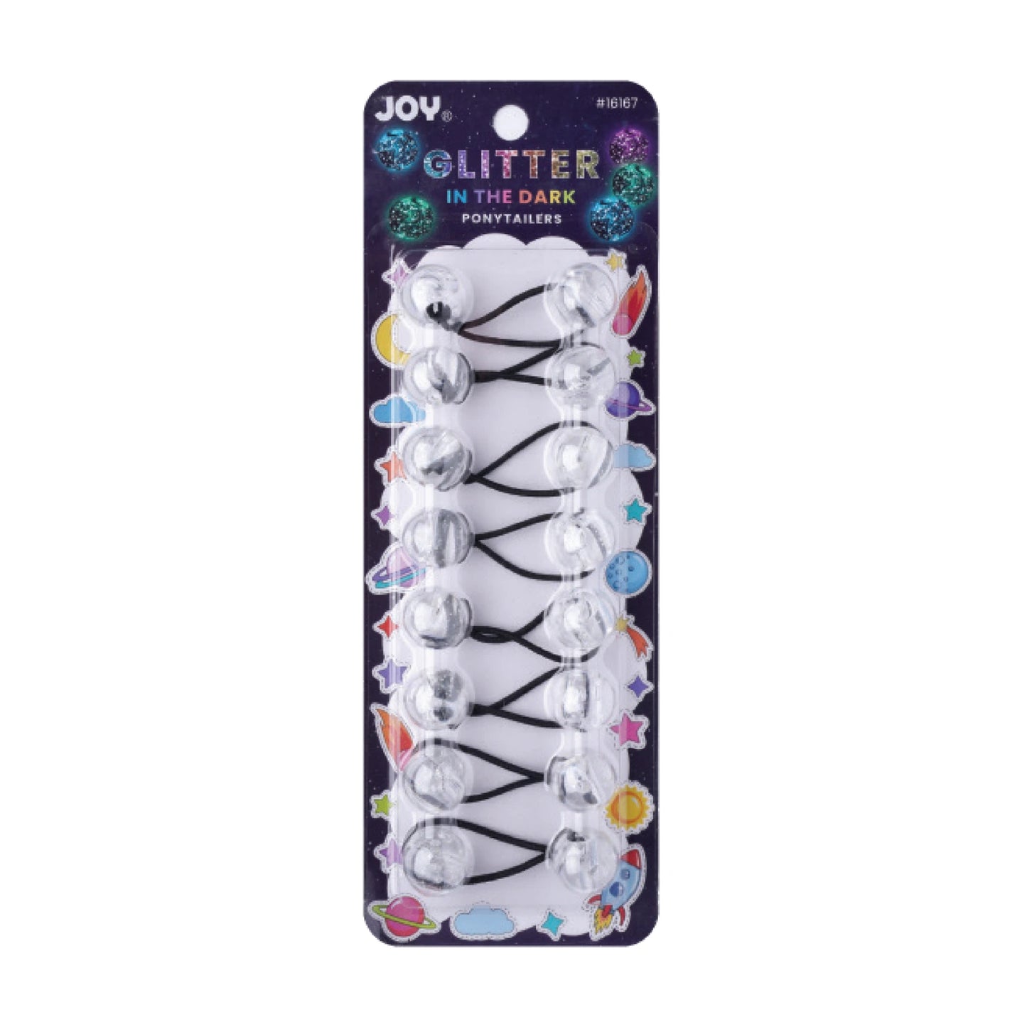Joy Twin Beads Ponytailer 20mm 8ct Glitter Glow Beads Joy Clear