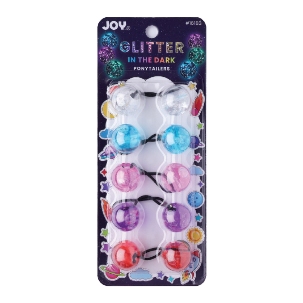 Joy Twin Beads Ponytailer 25mm 5ct Glitter Glow Beads Joy Multicolor  