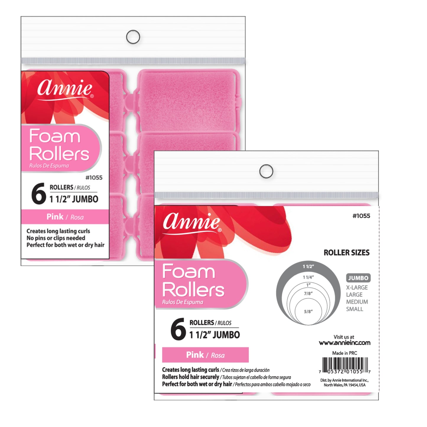 Annie International:Annie Foam Rollers Jumbo 6Ct Pink