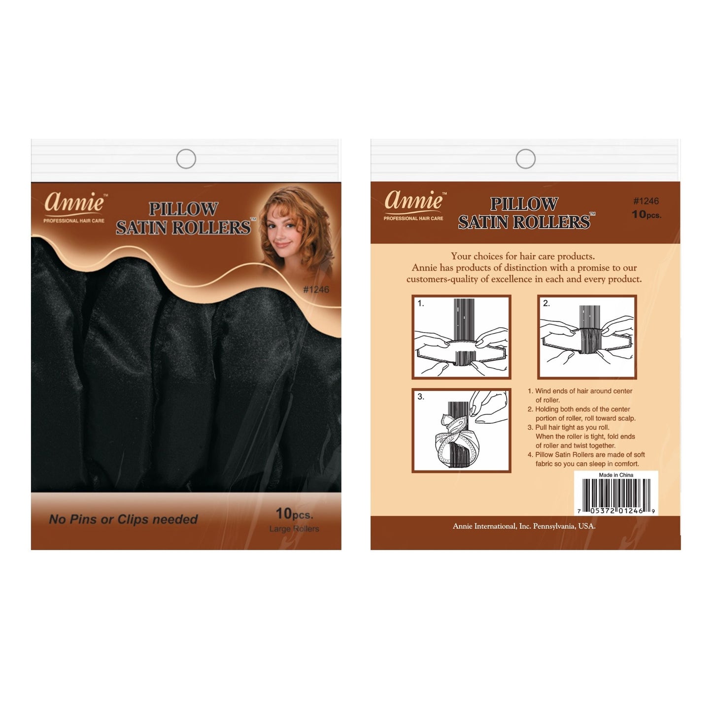 Annie International:Annie Pillow Satin Rollers 10Ct Black