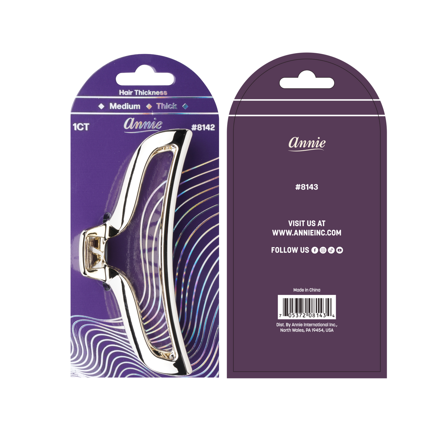 Annie Shiny Large Open Jaw Clip 12.5cm metallic gold hair clip ideal for medium to thick hair styling.