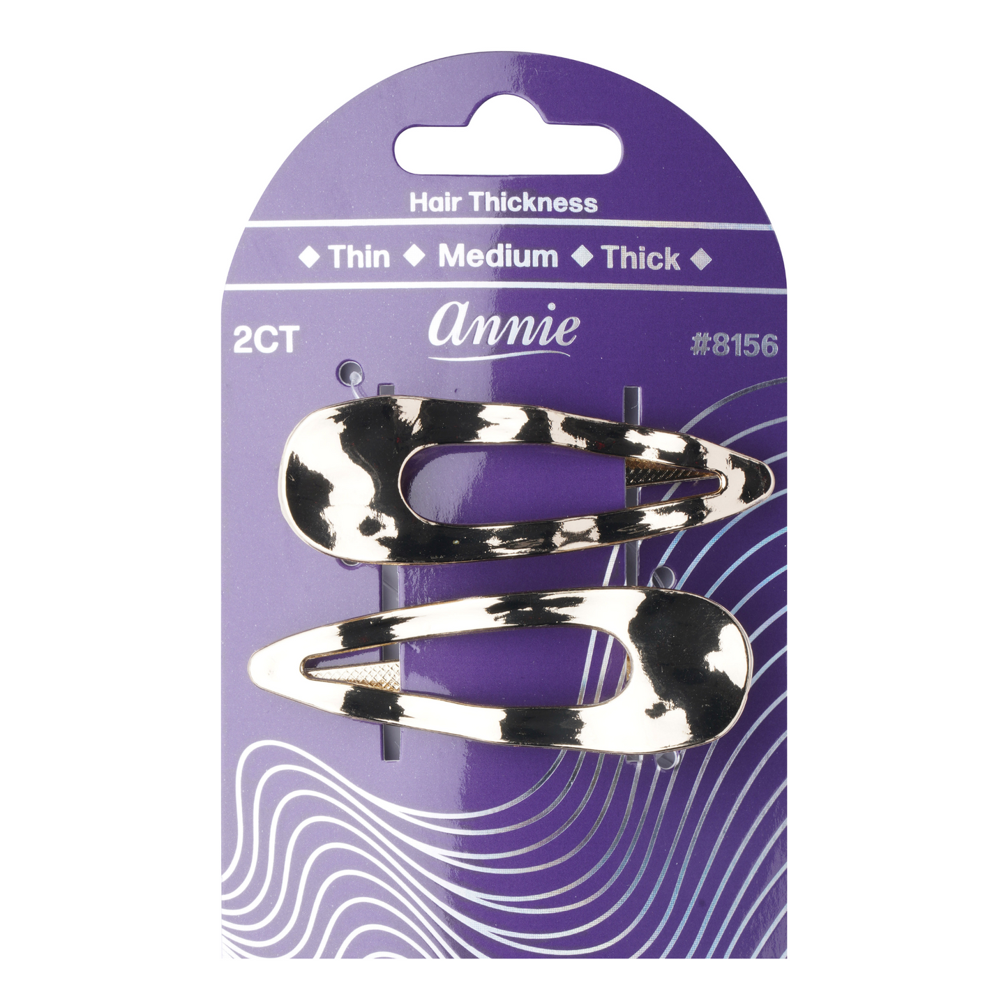 Annie XL Snap Clip 2 Count Fashion Hair Clip in rose gold with sleek metallic finish on purple card.