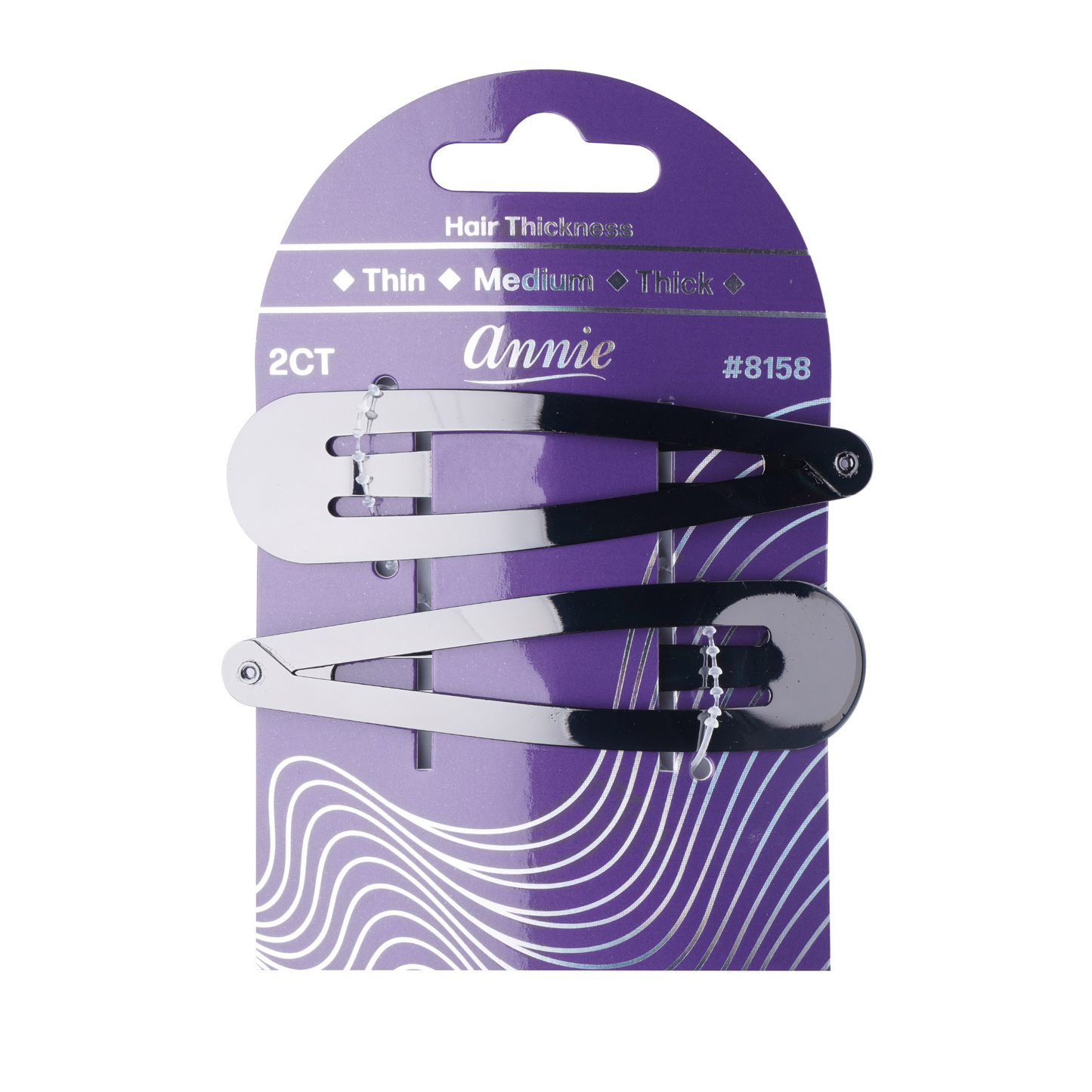 Annie XL Snap Clip 2 Count Fashion Hair Clip set in gunmetal with sleek metallic finish and snap clip design