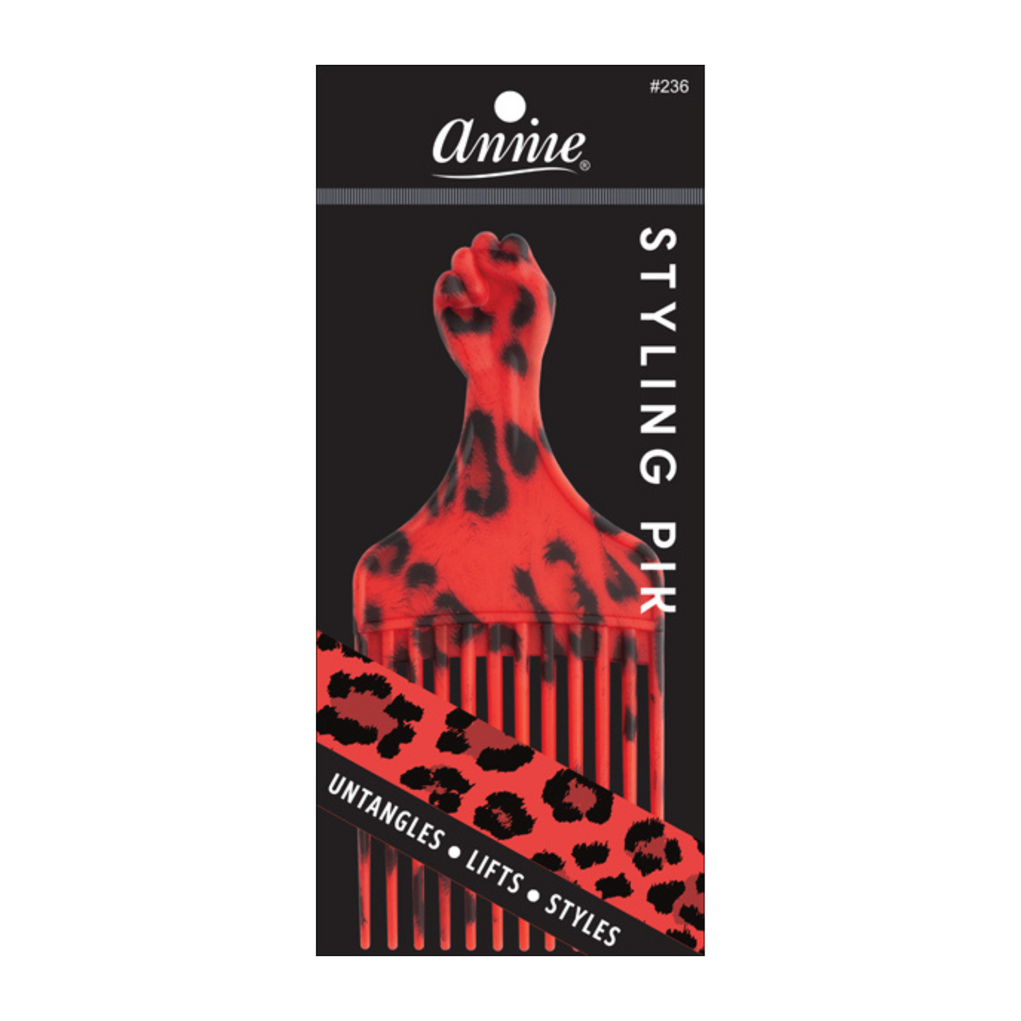Annie Fist Styling Plastic Pik Leopard and Zebra Asst. Piks Almine