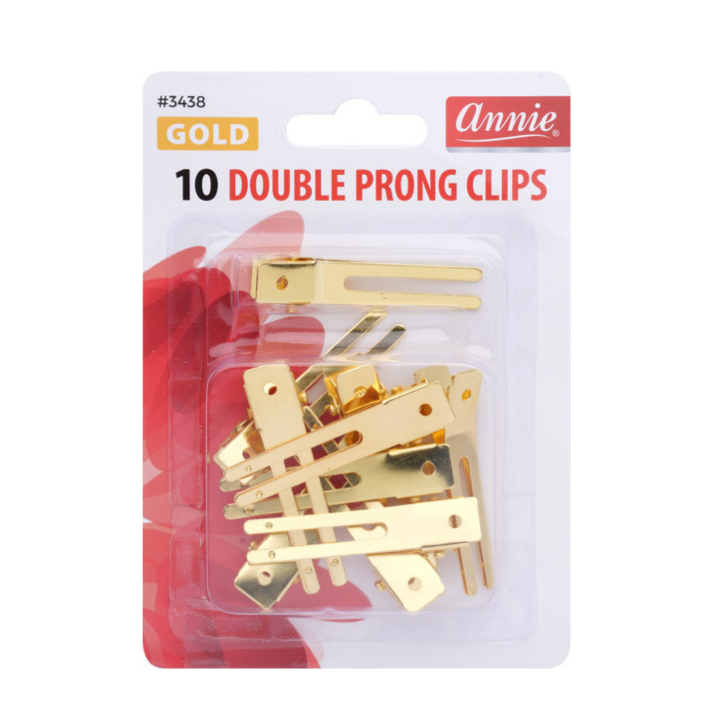 Annie 10 count gold double prong metal hair clips with strong spring for secure hold on all hair types.