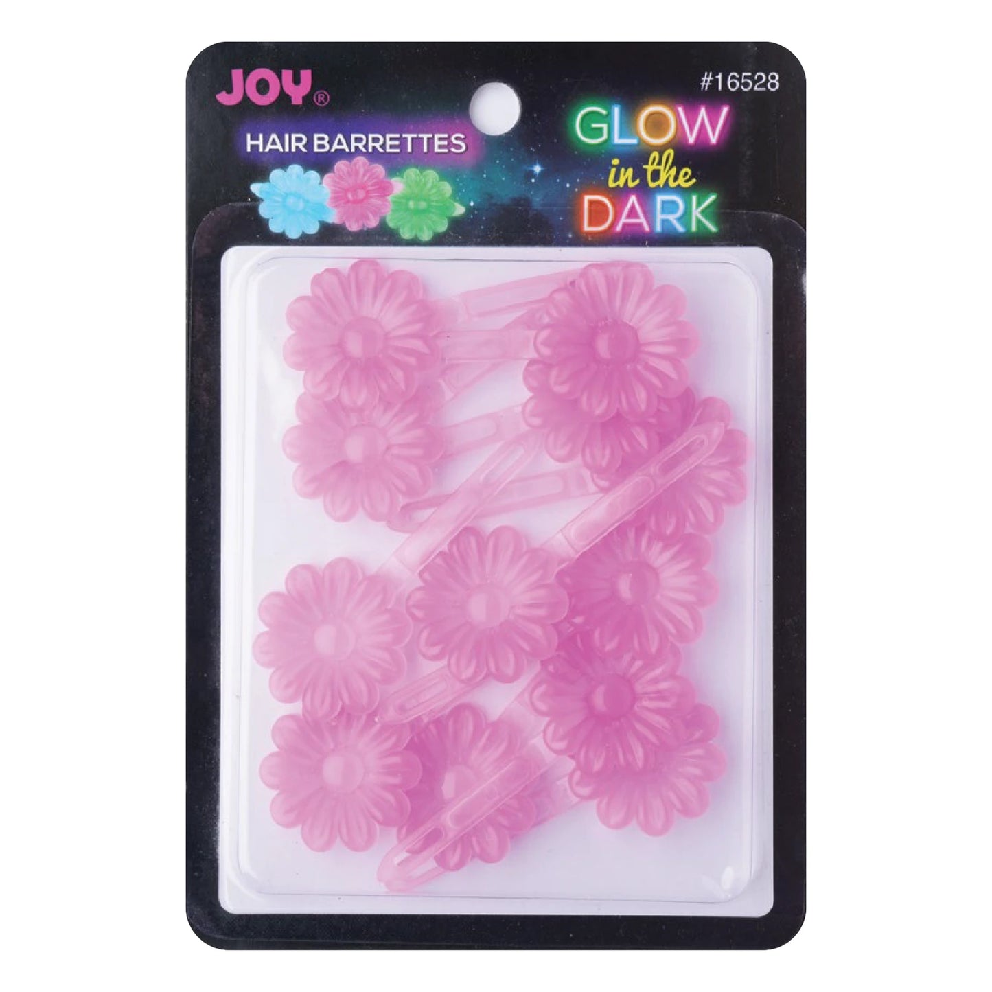 Joy Barrettes Glow-in-the-Dark Pink Daisy Hair Clips Joy