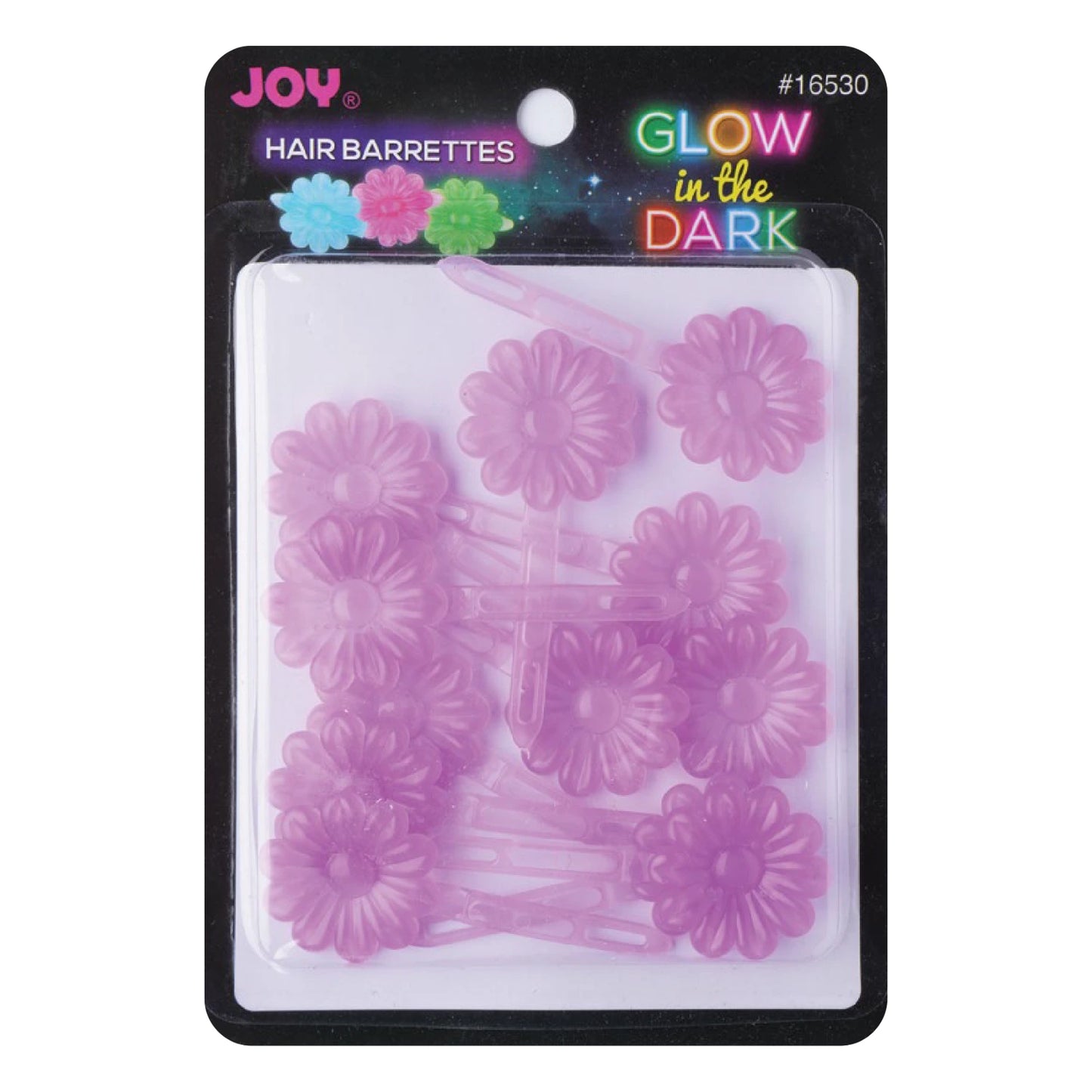 Joy Barrettes Glow-in-the-Dark Purple Daisy Hair Clips Joy