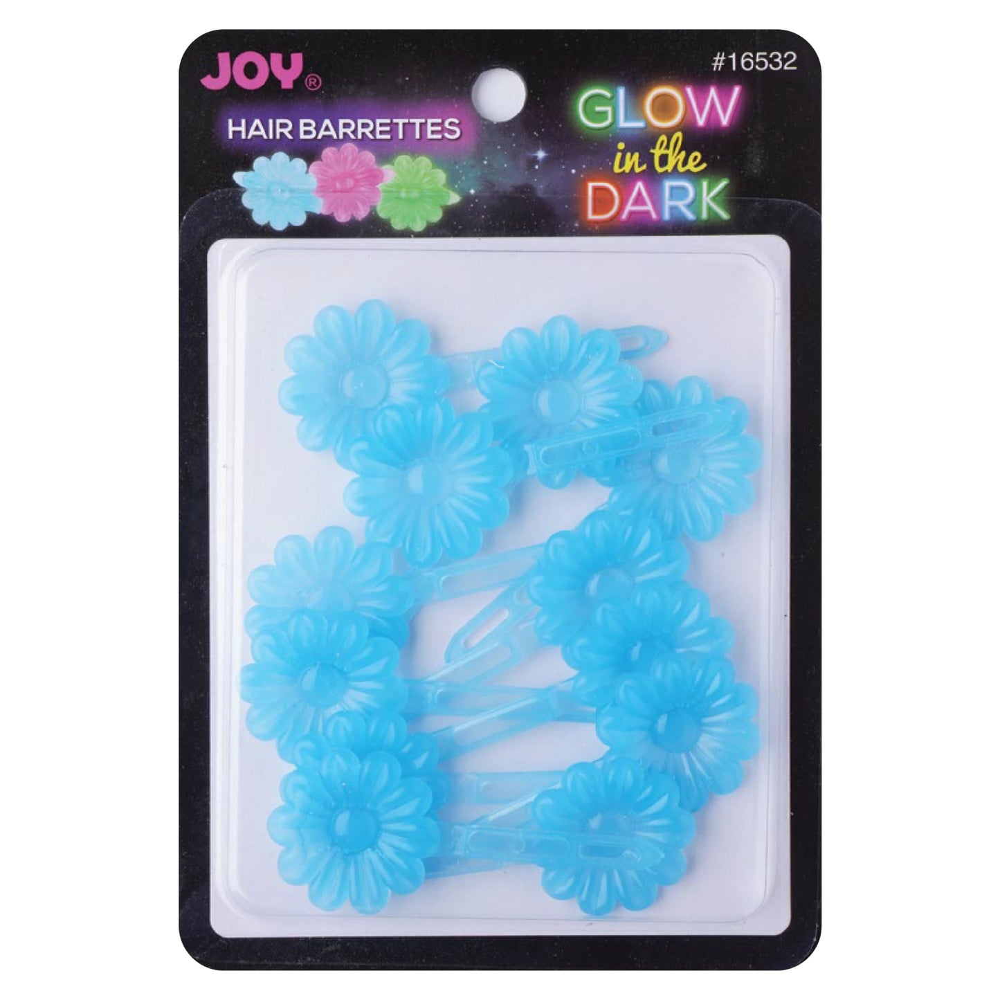Joy Barrettes Glow-in-the-Dark Blue Daisy Hair Clips Joy