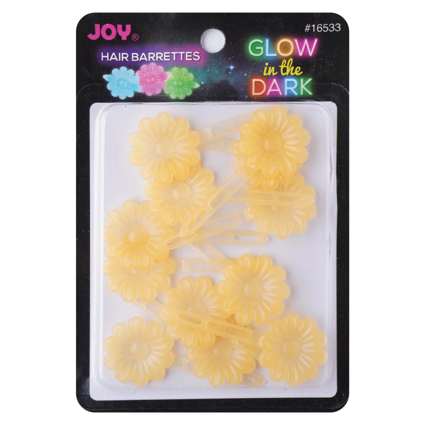 Joy Barrettes Glow-in-the-Dark Yellow Daisy Hair Clips Joy