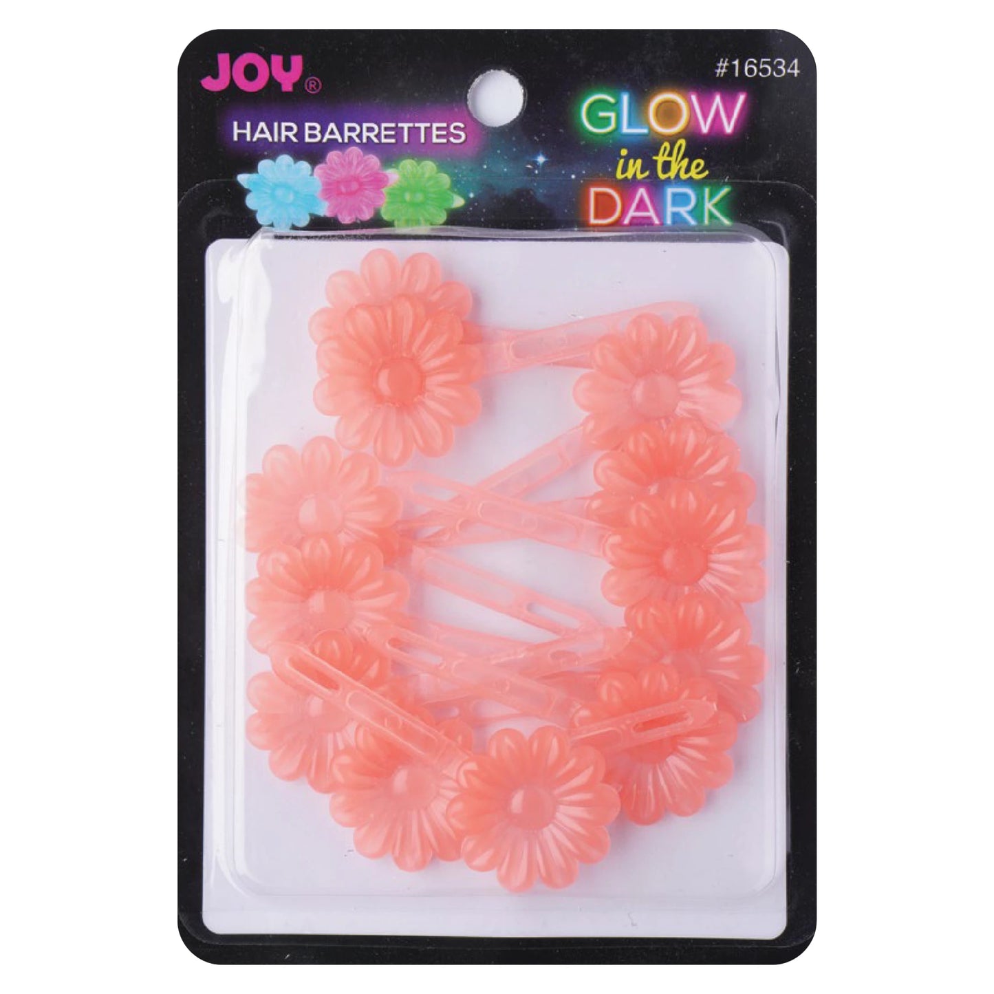 Joy Barrettes Glow-in-the-Dark Orange Daisy Hair Clips Joy