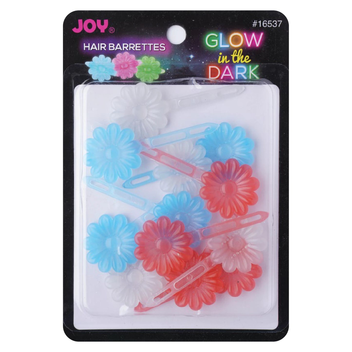 Joy Barrettes Glow-in-the-Dark Red, White, and Blue Daisy Hair Clips Joy