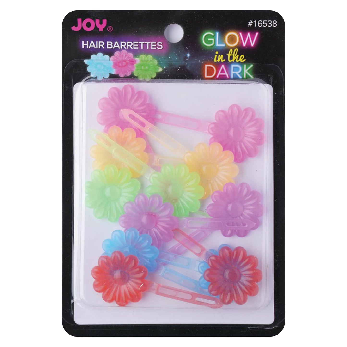 Joy Barrettes Glow-in-the-Dark Multicolor Daisy Hair Clips Joy