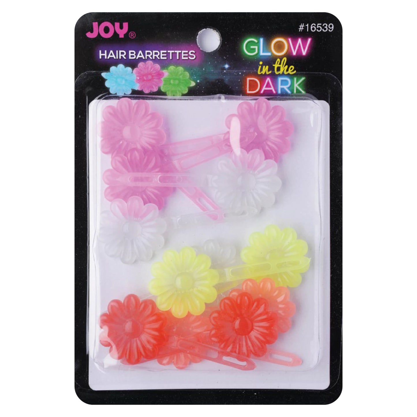Joy Barrettes Glow-in-the-Dark Pastel Daisy Hair Clips Joy