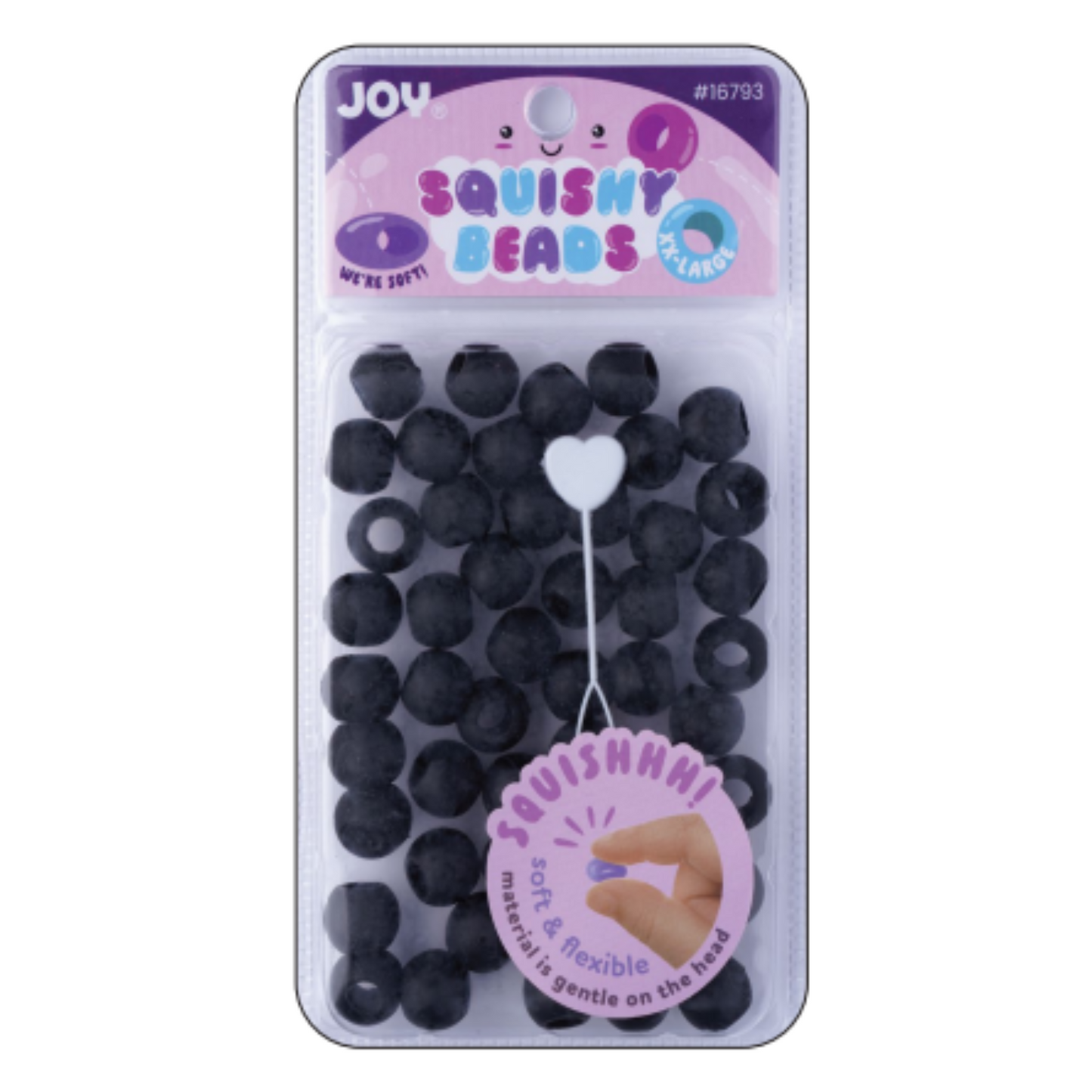 Joy Round Squishy Beads XXL size large pack in black, soft and flexible beads for playful comfort and sensory fun
