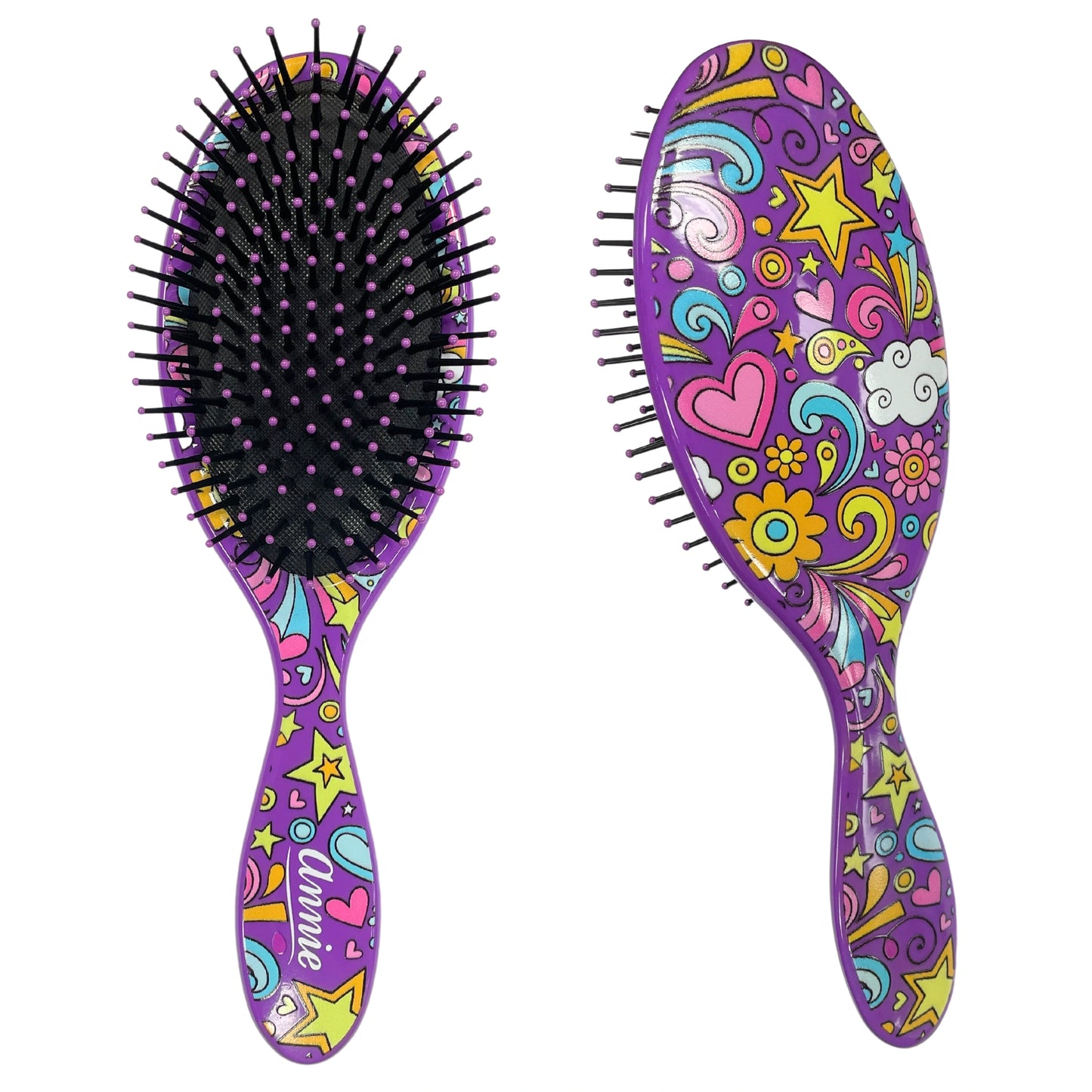 Annie Detangling Round Paddle Brush Purple Starlight Brushes Annie International