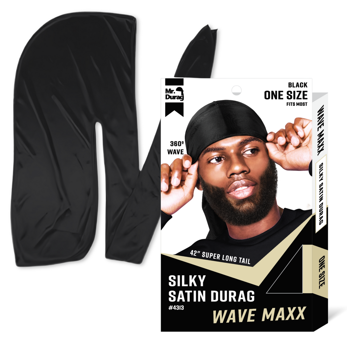 Mr. Durag Wave Maxx Silky Satin Durag, 1 Count, Black