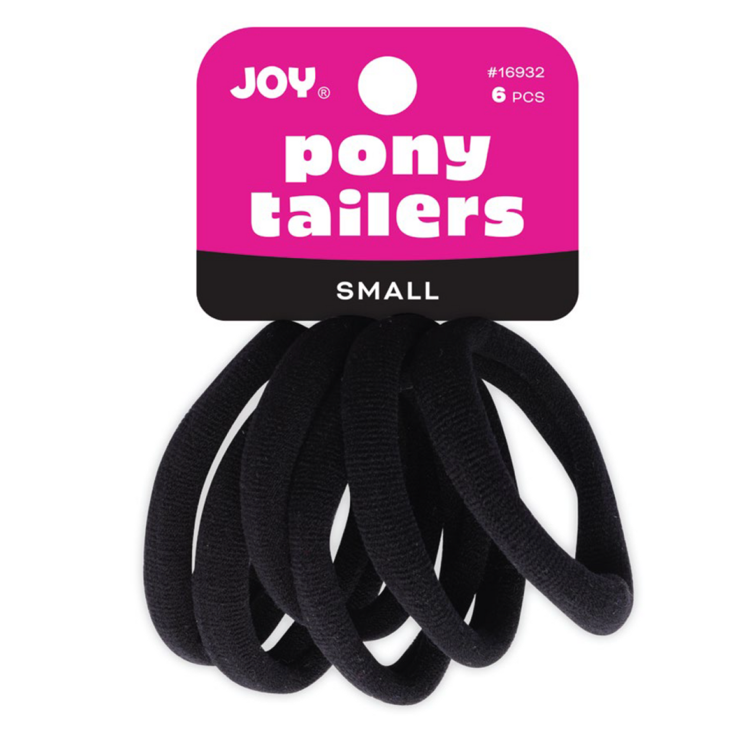 Joy Soft Ponytailers Small, 6 Count Gentle Kids' Hair Ties in black, soft and durable for all hair types.