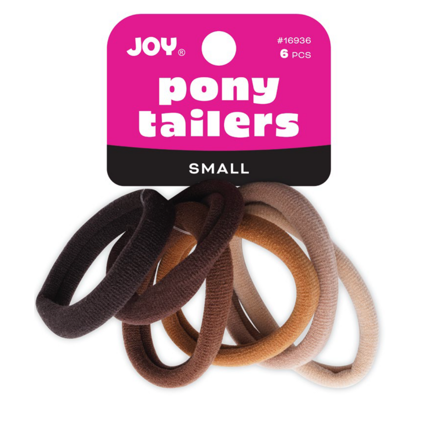 Joy Soft Ponytailers Small 6 Count Gentle Kids' Hair Ties Assorted Brown soft and stretchy hair elastics for kids