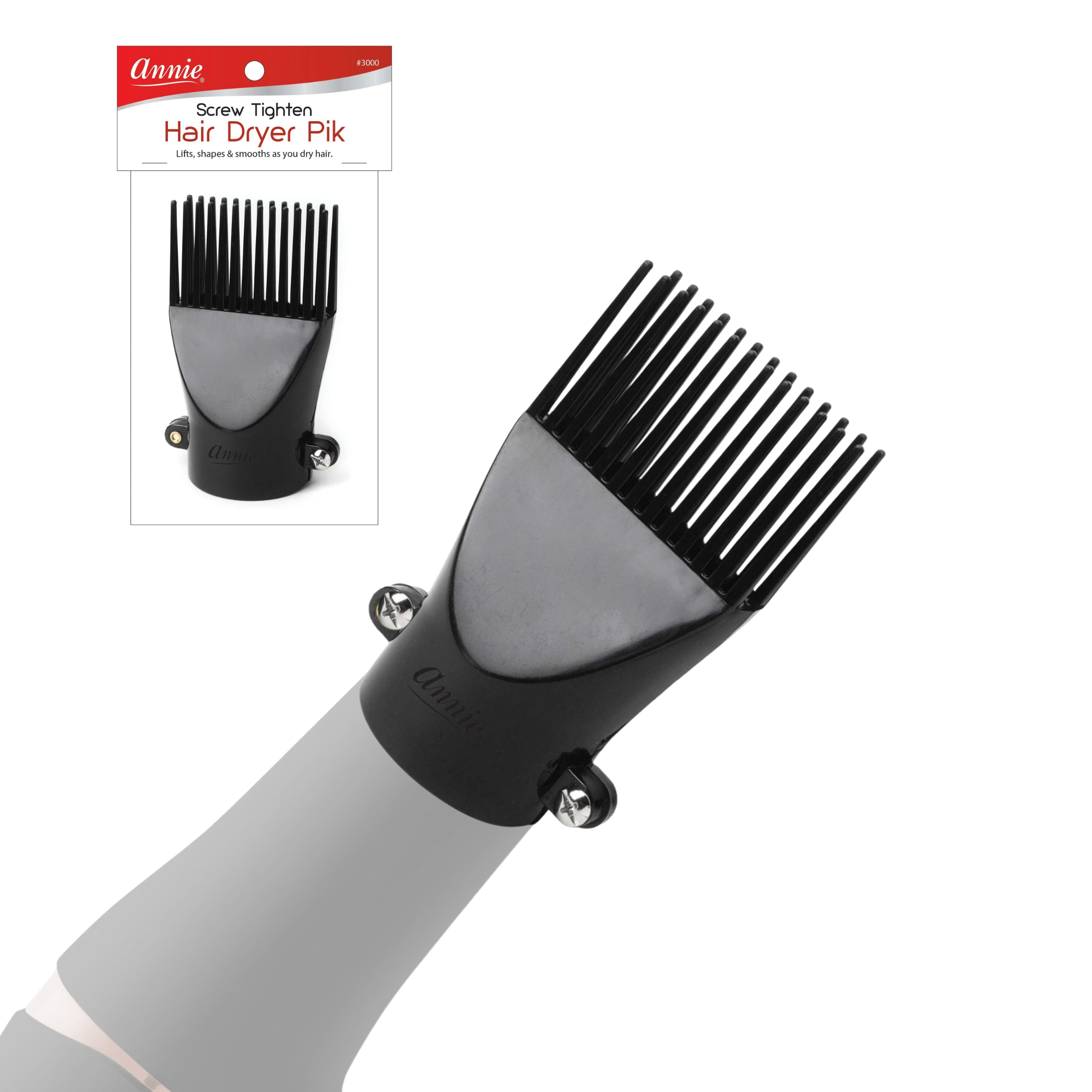 Annie Screw Tighten Hair Dryer Pik Attachment – Secure Locking Fit