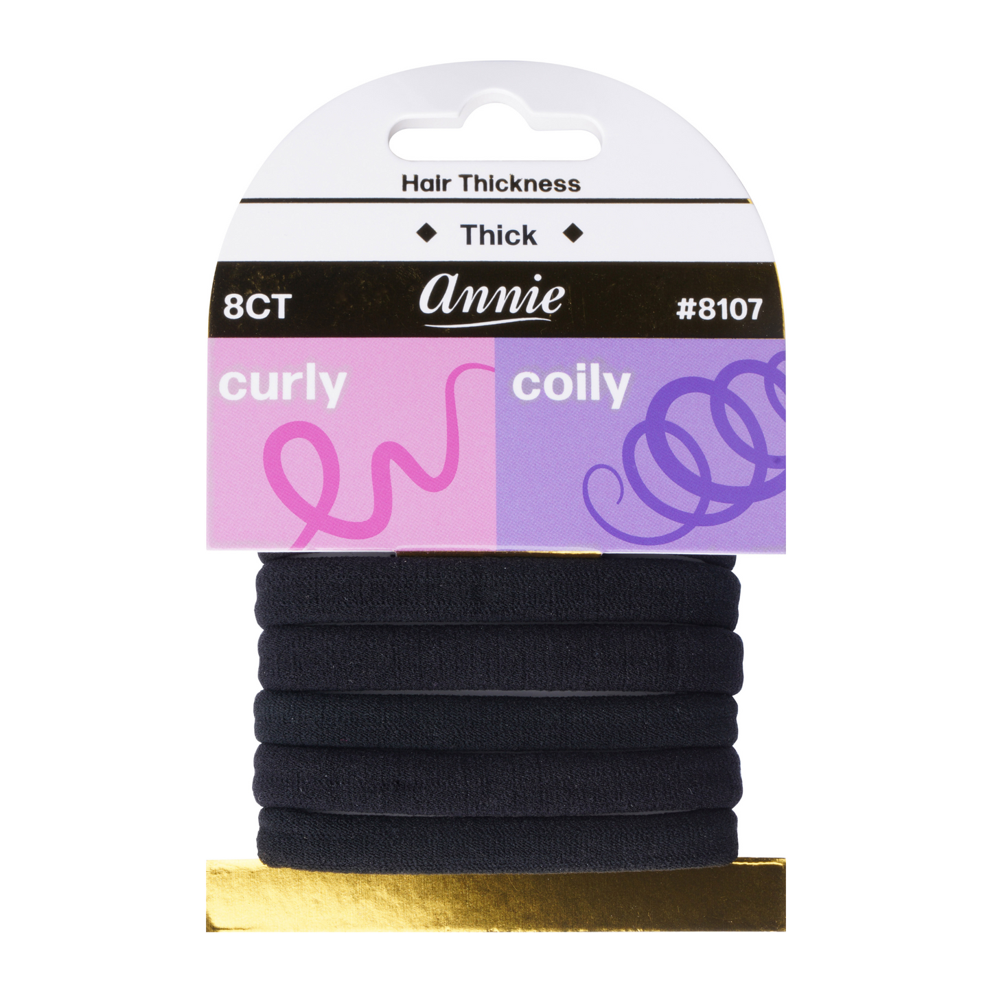 Annie Soft Ponytailer Medium 8 count in black, designed for thick, curly, and coily hair without breakage.