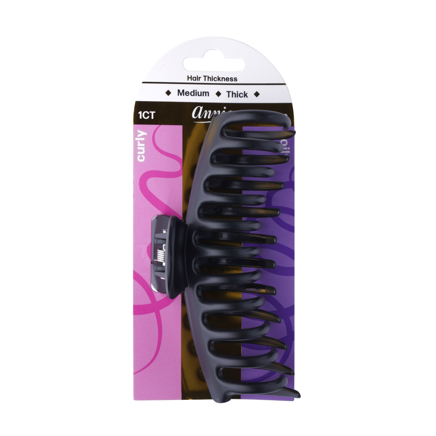 Annie jaw clip 12cm in matte black with wide teeth designed for medium to thick curly hair styling and hold