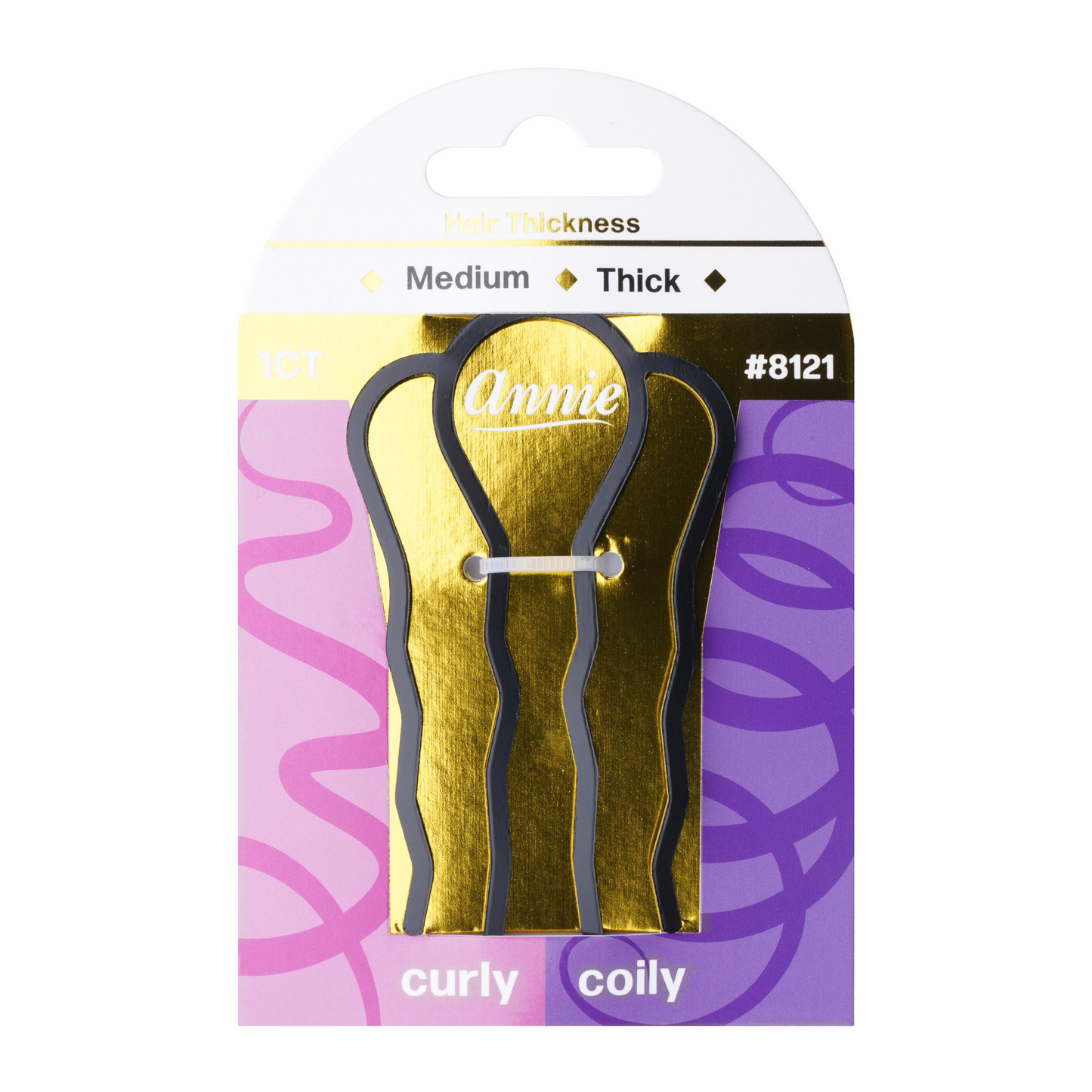 Annie Hair Fork Pin Small Black designed for medium to thick curly and coily hair, secure and easy updo styling tool.