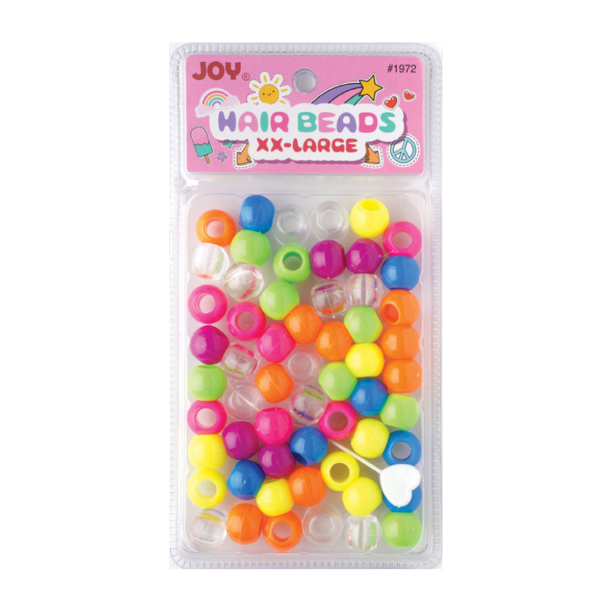 Joy Round Plastic Beads XX-Large Neon Mix in bright neon colors for braids and dreadlocks styling.