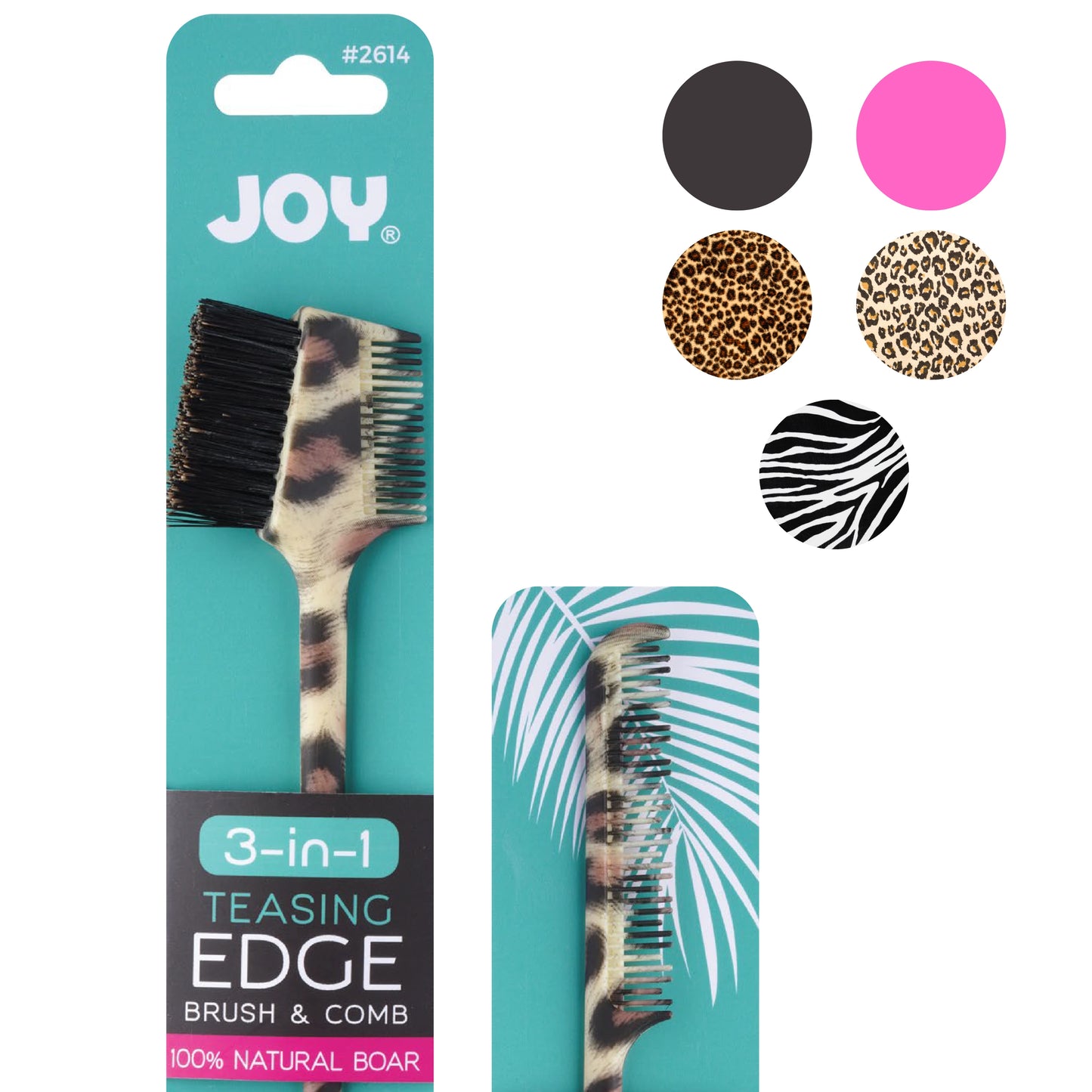Joy 3 in 1 Teasing Edge Brush Boar Bristle Asst. Brushes Joy