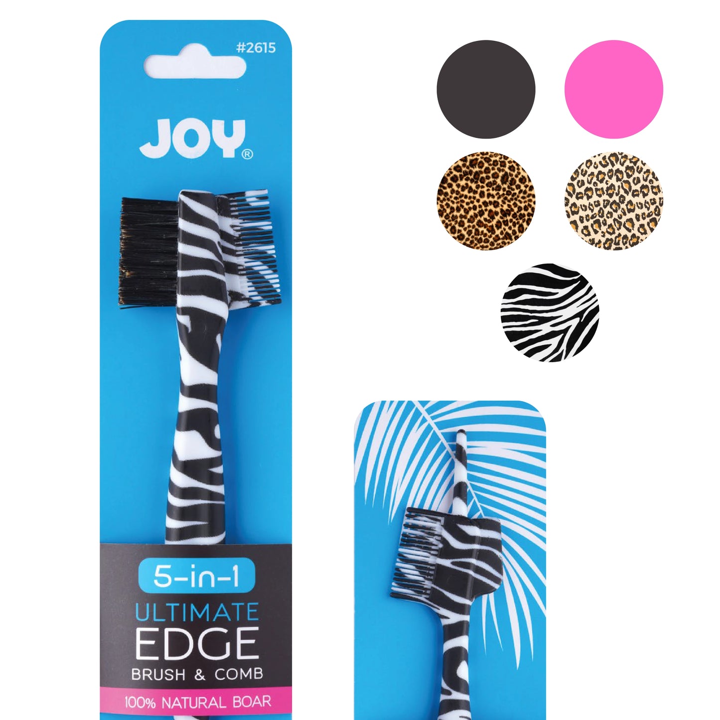 Joy 5 in 1 Edge Brush Boar Bristle Asst. Brushes Joy