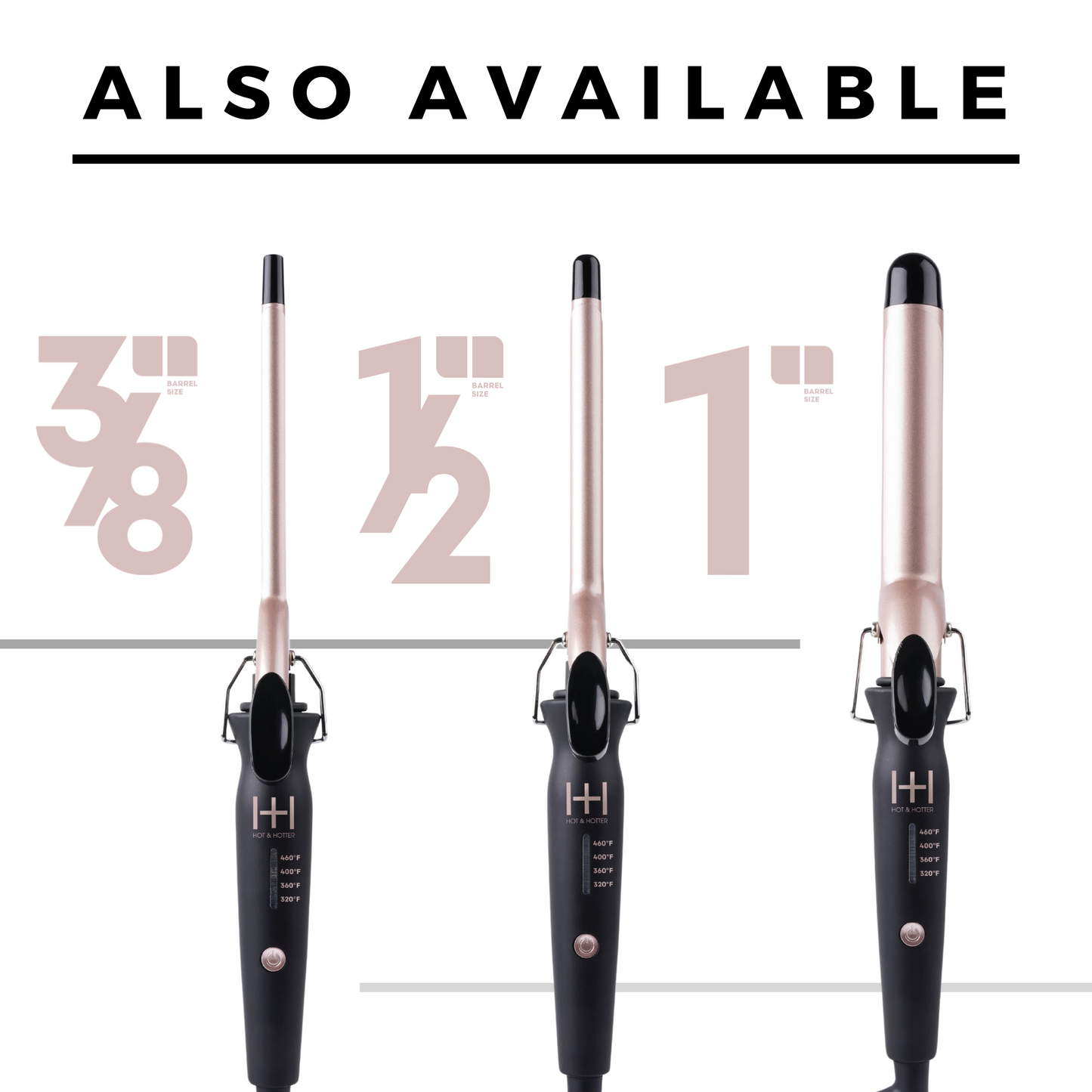 Hot & Hotter Extra Long Ceramic Tourmaline Curling Iron 1in black with rose gold barrel and four heat settings.