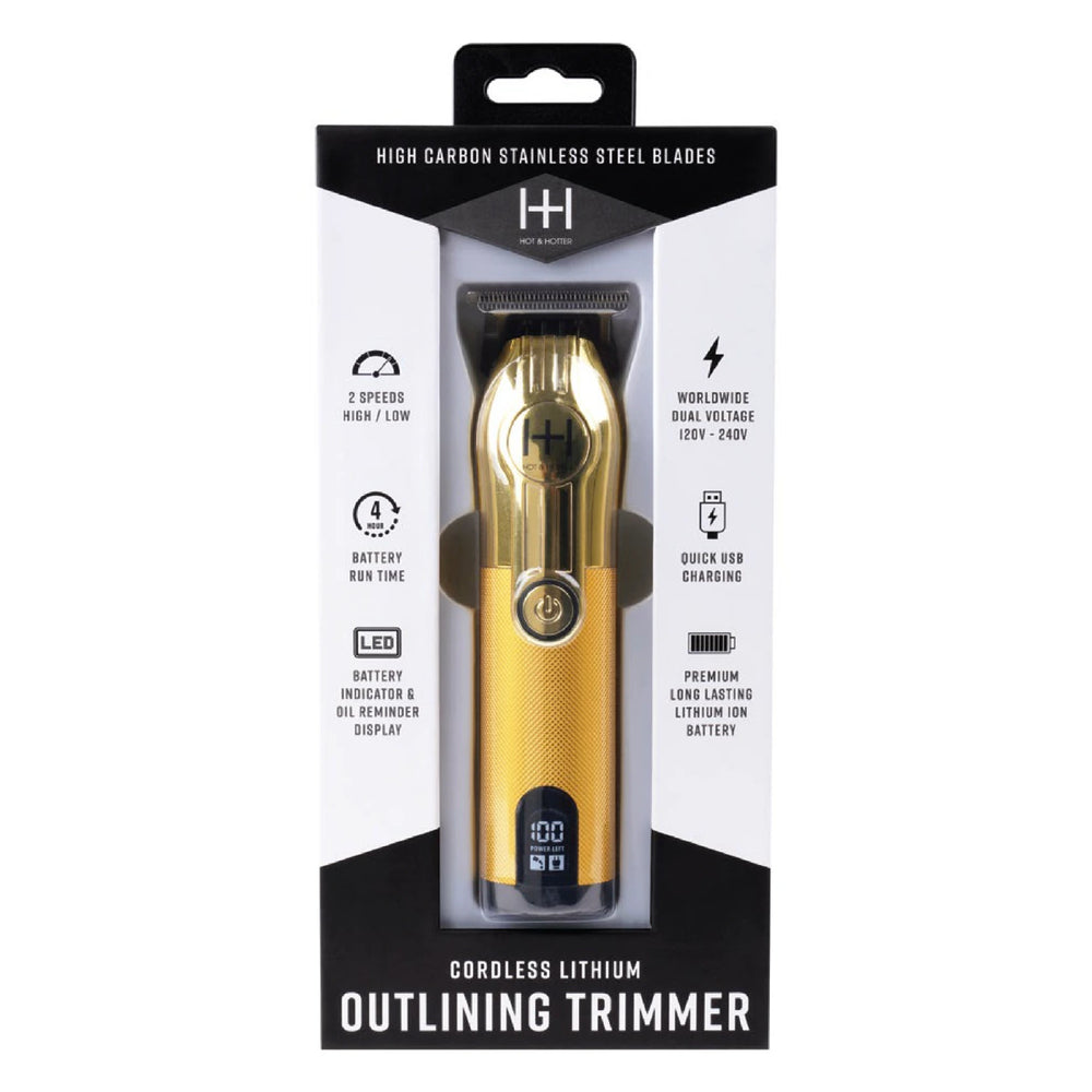 
                  
                    Load image into Gallery viewer, Hot &amp;amp; Hotter Cordless Lithium Outlining Trimmer Gold Hair Trimmer Hot &amp;amp; Hotter   
                  
                