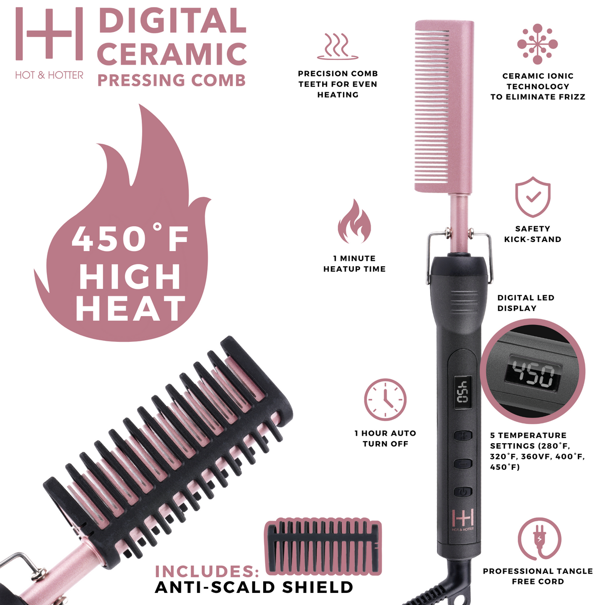 Hot Hotter Digital Ceramic Pressing Hot Comb