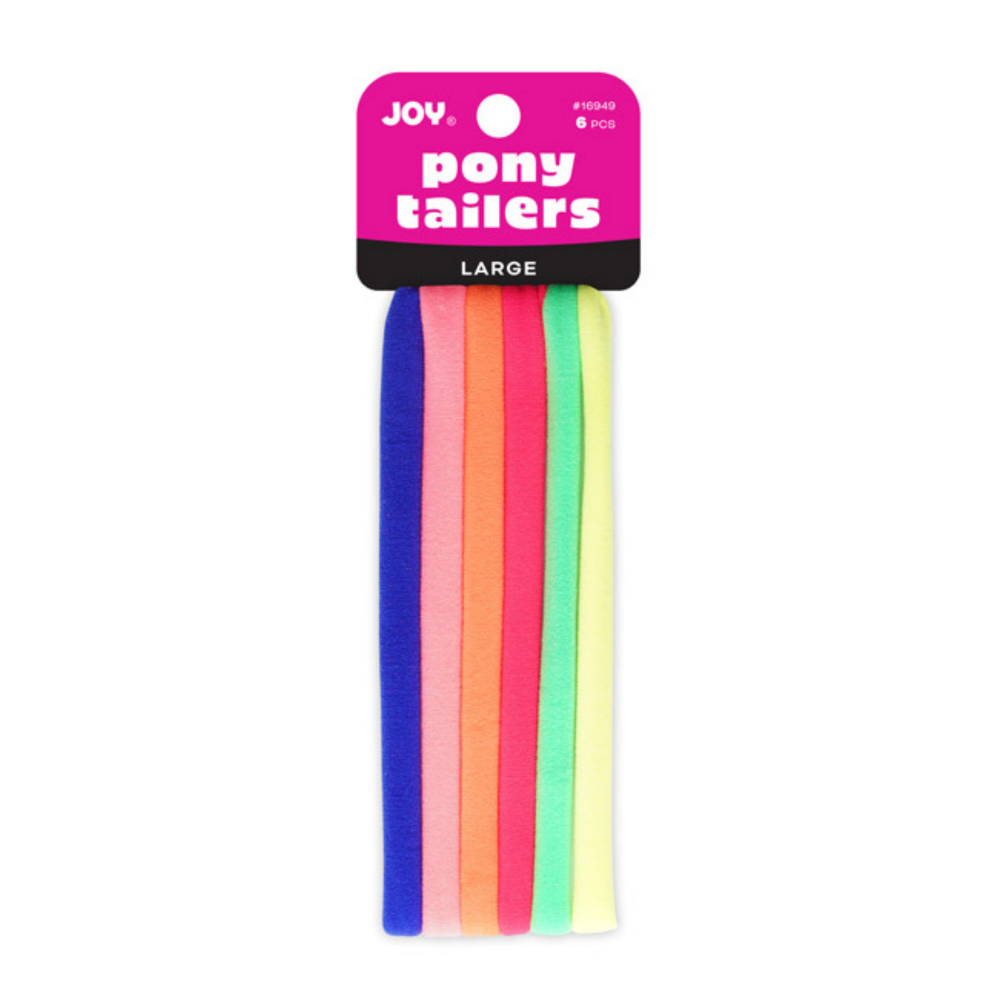 Joy Soft Ponytailers Large 6 Count Neon Kids Hair Ties gentle, durable, stretchy, seamless, soft, and colorful.