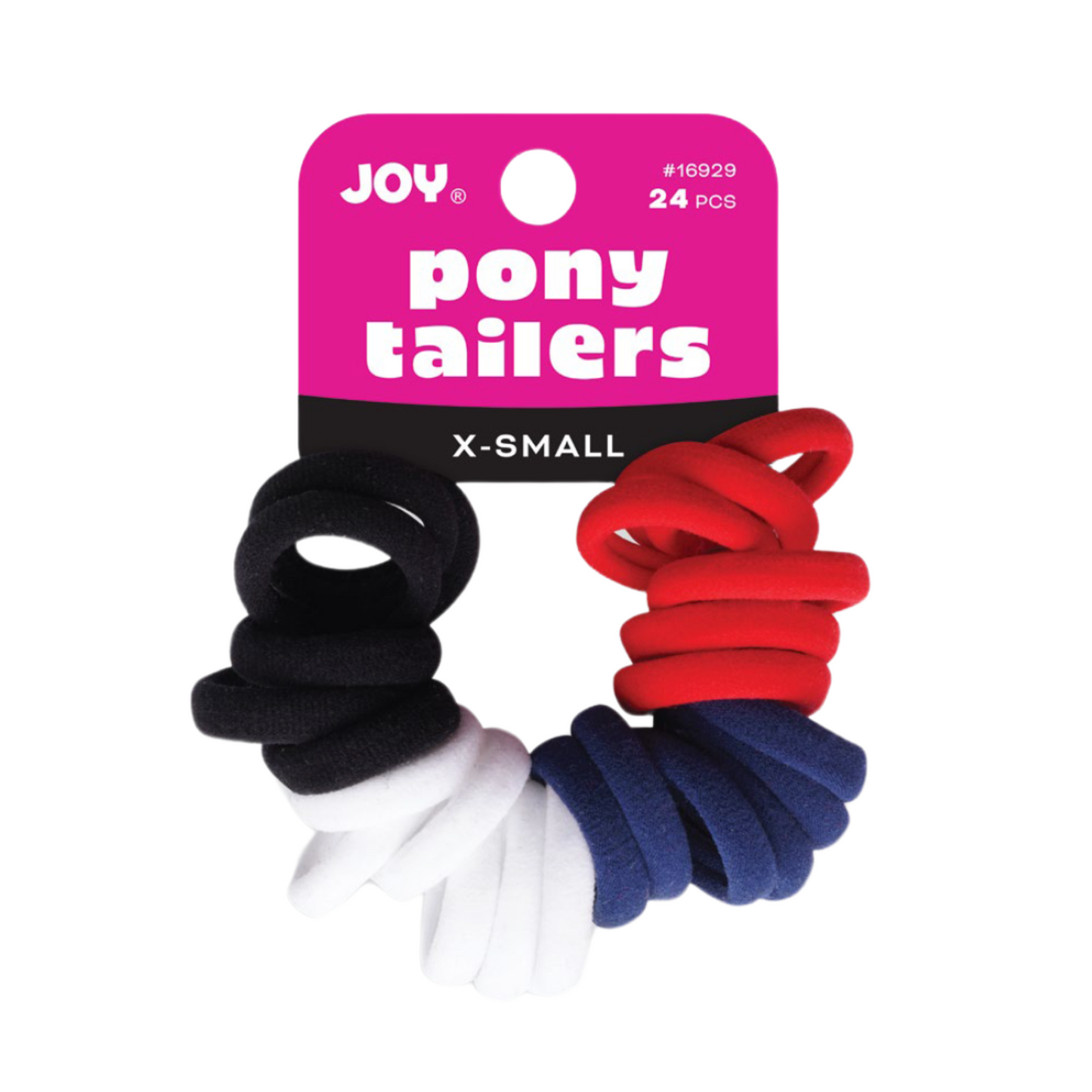 Joy Soft Ponytailers X-Small 24 Count gentle kids' hair ties in assorted colors, soft and durable for all hair types.