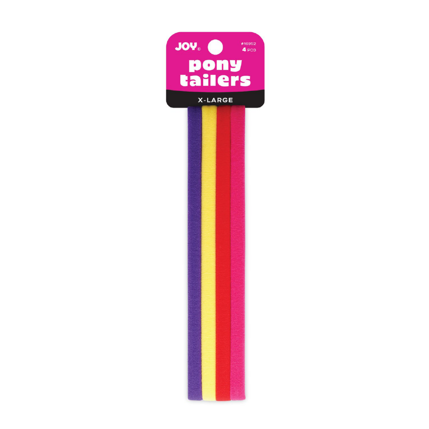 Joy Soft Ponytailers X-Large 6 Count Gentle Kids' Hair Ties in assorted bright colors, soft and stretchy.