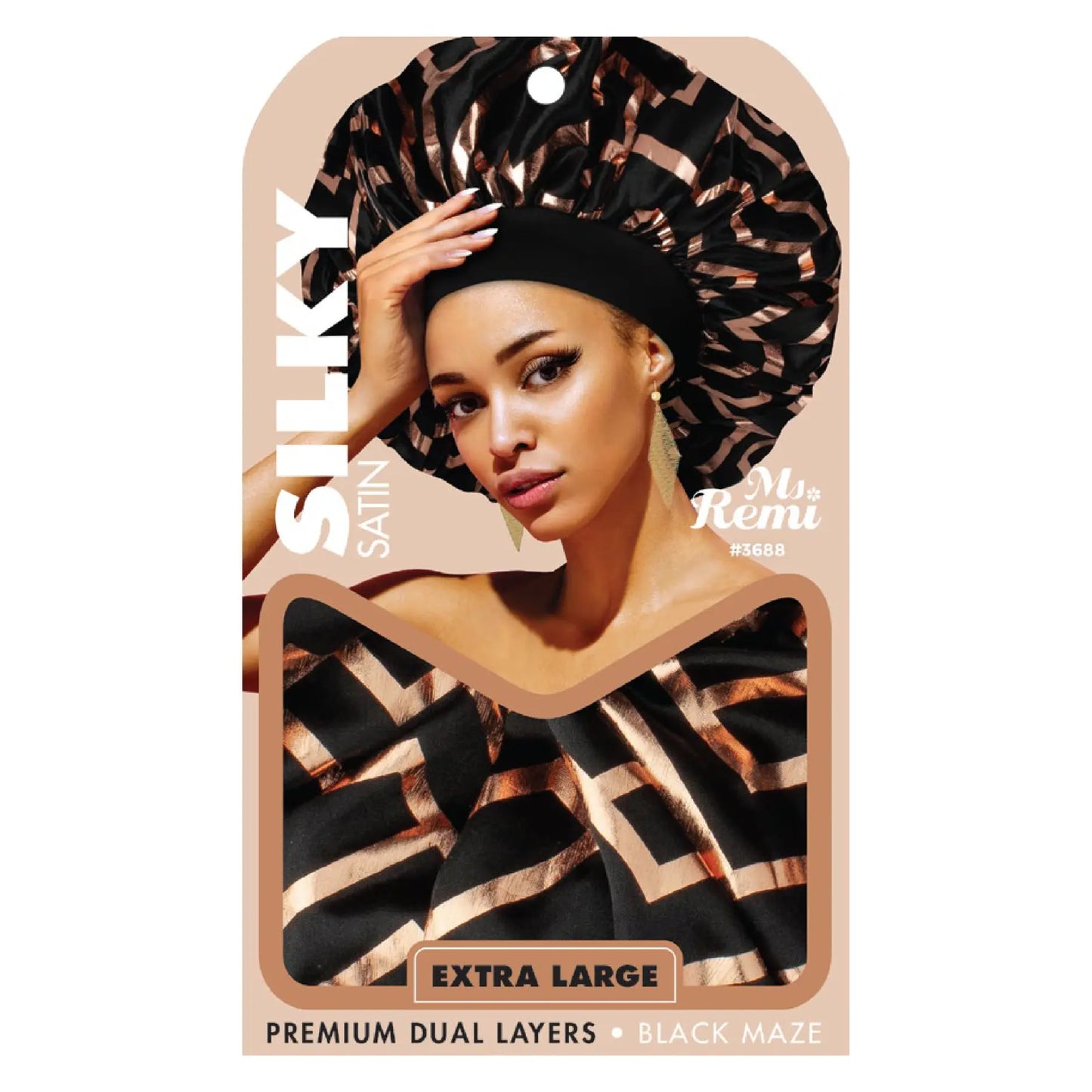 Ms. Remi Gilt Silky Bonnet XL, Assorted Bonnet Ms. Remi Black Maze