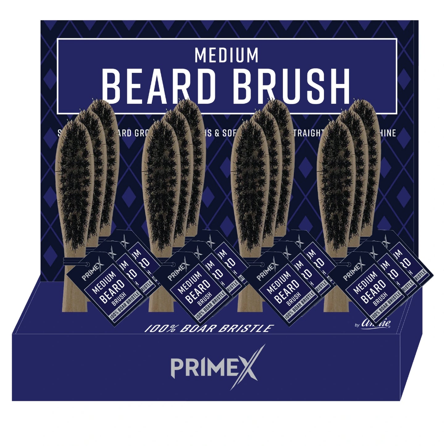 PrimeX Wooden Beard Brush Medium 12ct Display Brush PrimeX