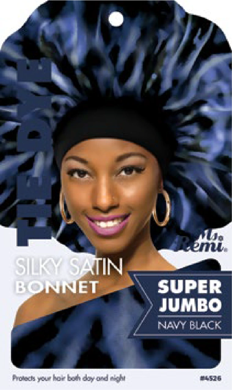 Ms. Remi Silky Satin Tie Dye Bonnet X-Jumbo Size Assorted Color Bonnets Ms. Remi Navy Blue