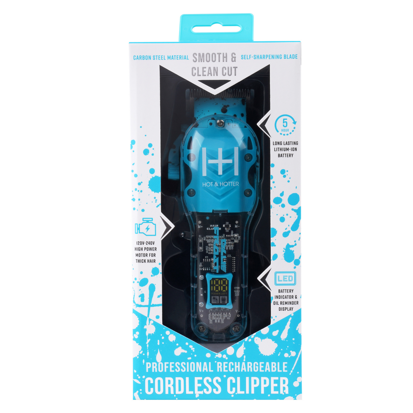 Hot & Hotter Professional Rechargeable Clippers Blue Frost Hair Clipper & Trimmer Accessories Hot & Hotter