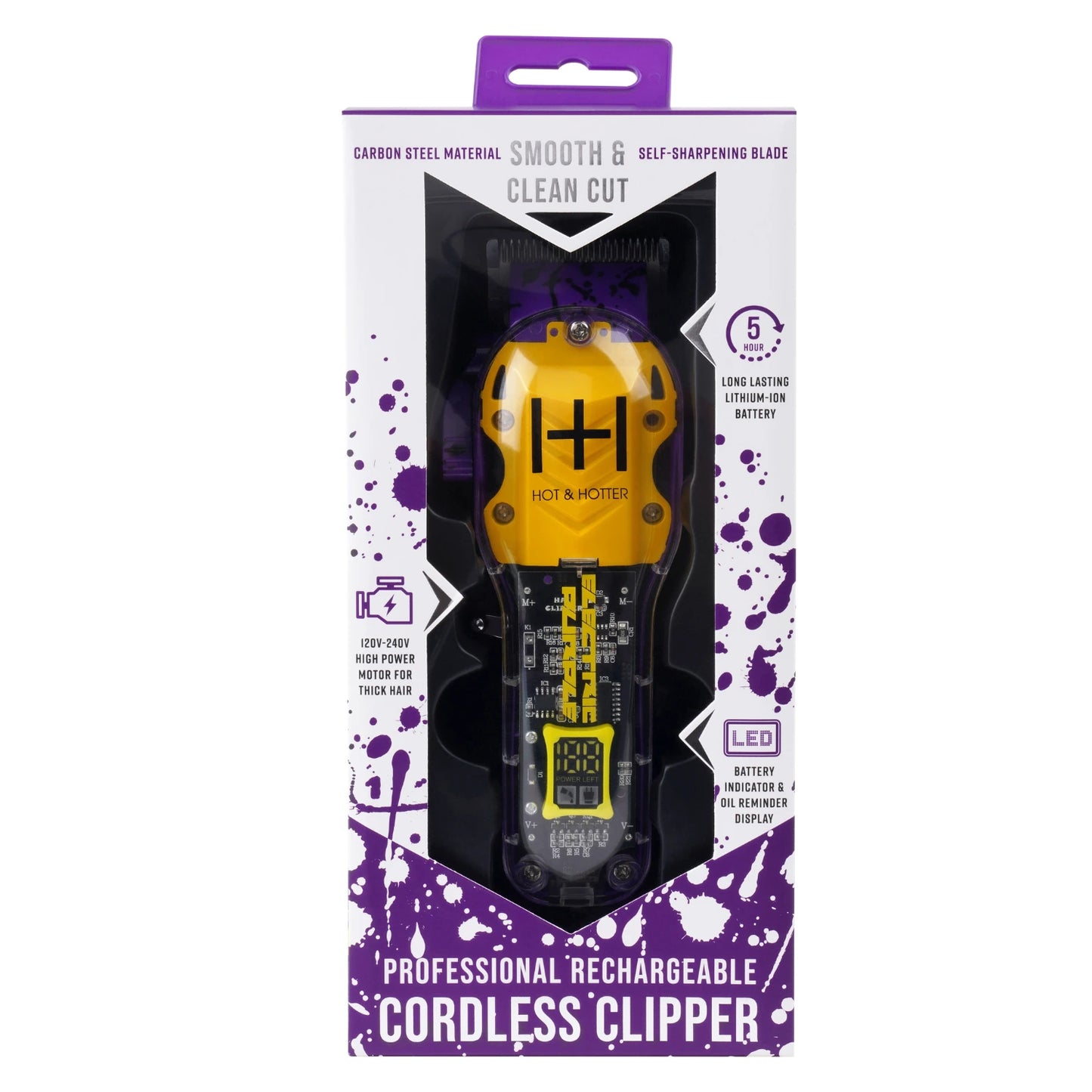 Hot & Hotter Professional Rechargeable Clippers Electric Purple Hair Clipper & Trimmer Accessories Hot & Hotter