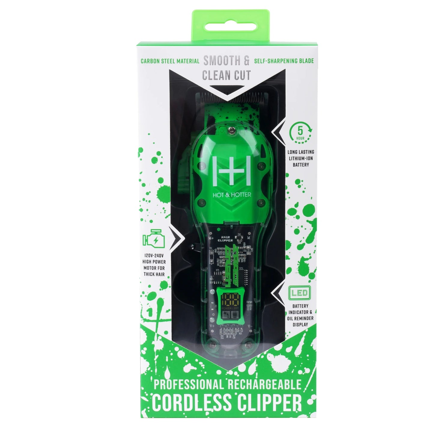 Hot & Hotter Professional Rechargeable Clippers Space Green Hair Clipper & Trimmer Accessories Hot & Hotter