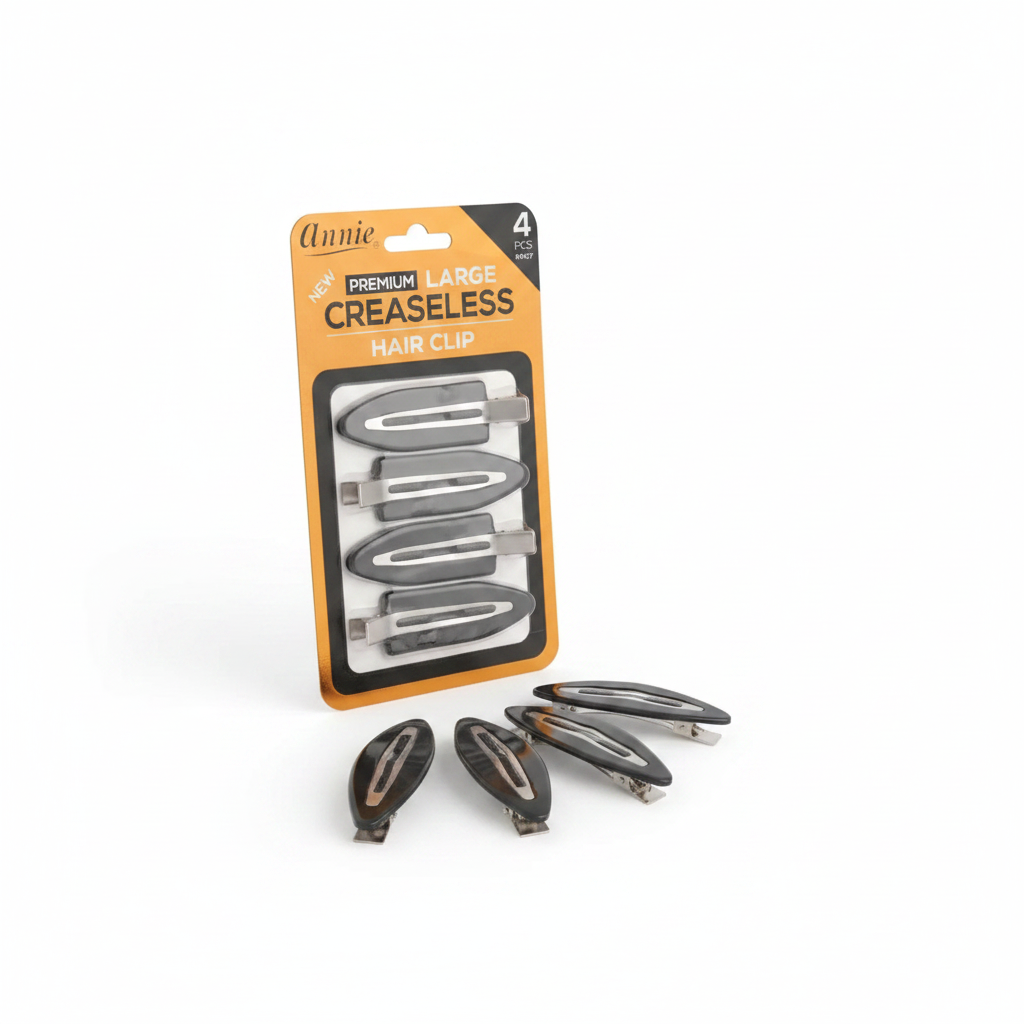 Annie Premium Creaseless Hair Clips Large, 4 Count, Black