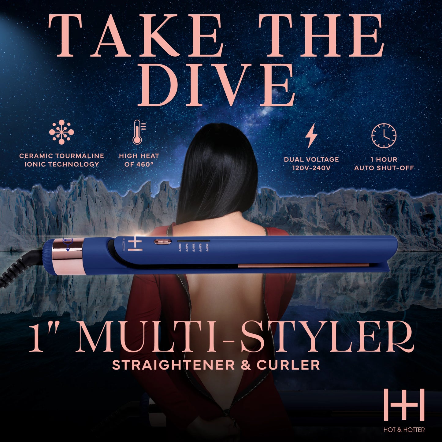 Hot & Hotter Multi-Styler 1 Inch Blue Flat Iron Hot & Hotter