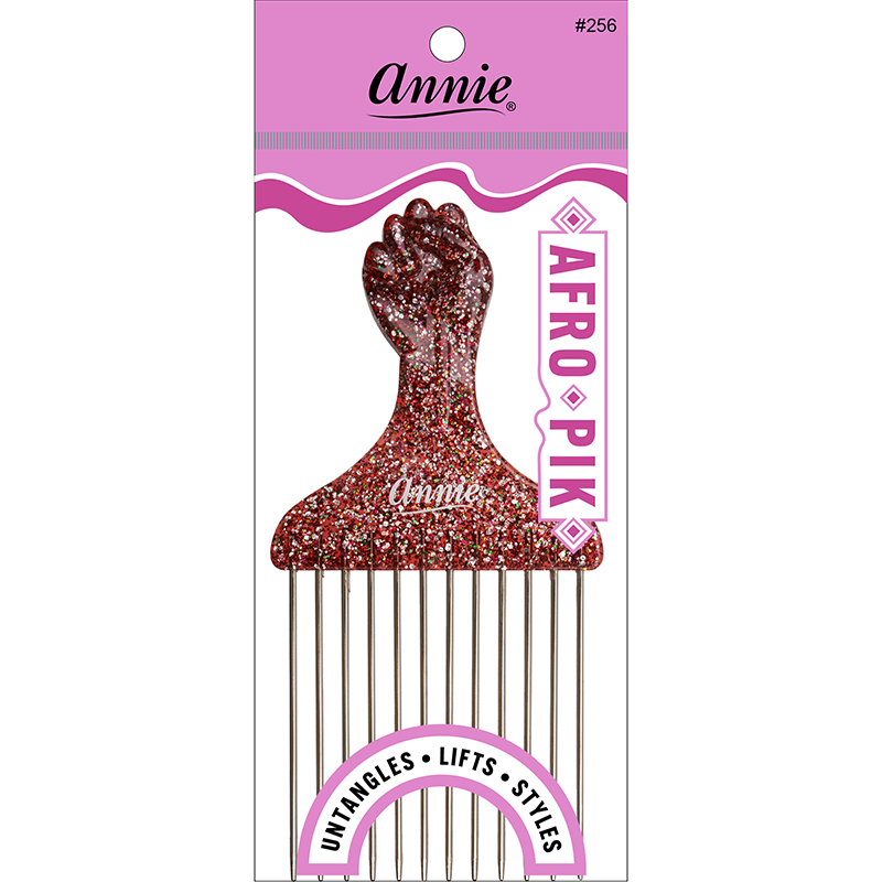 Annie Luminous Fist Afro Pik Asst Color Combs Annie Silver/Rainbow