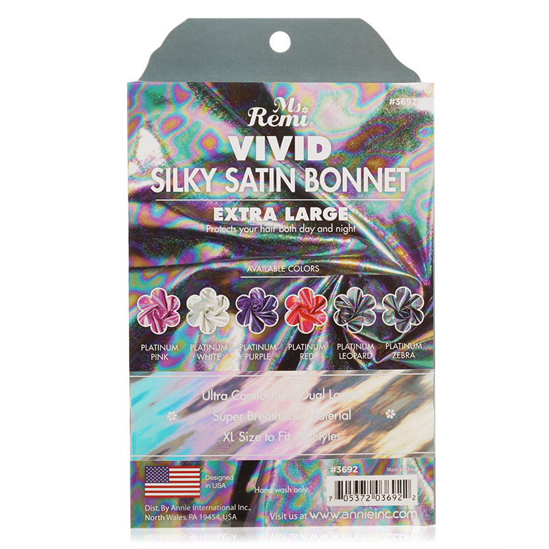 
                  
                    Load image into Gallery viewer, Ms. Remi Silky Satin Vivid Bonnet XL Platinum Leopard Bonnets Ms. Remi   
                  
                
