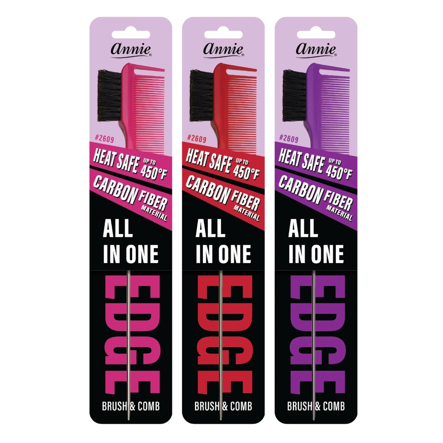 Annie All In One Edge Brush Natural Boar Bristle Asst. Combs Annie