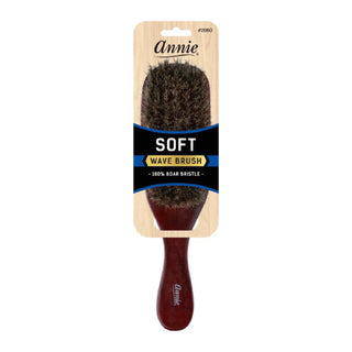 Annie Soft Wave Brush 100% Pure Boar Bristles Dark Brown