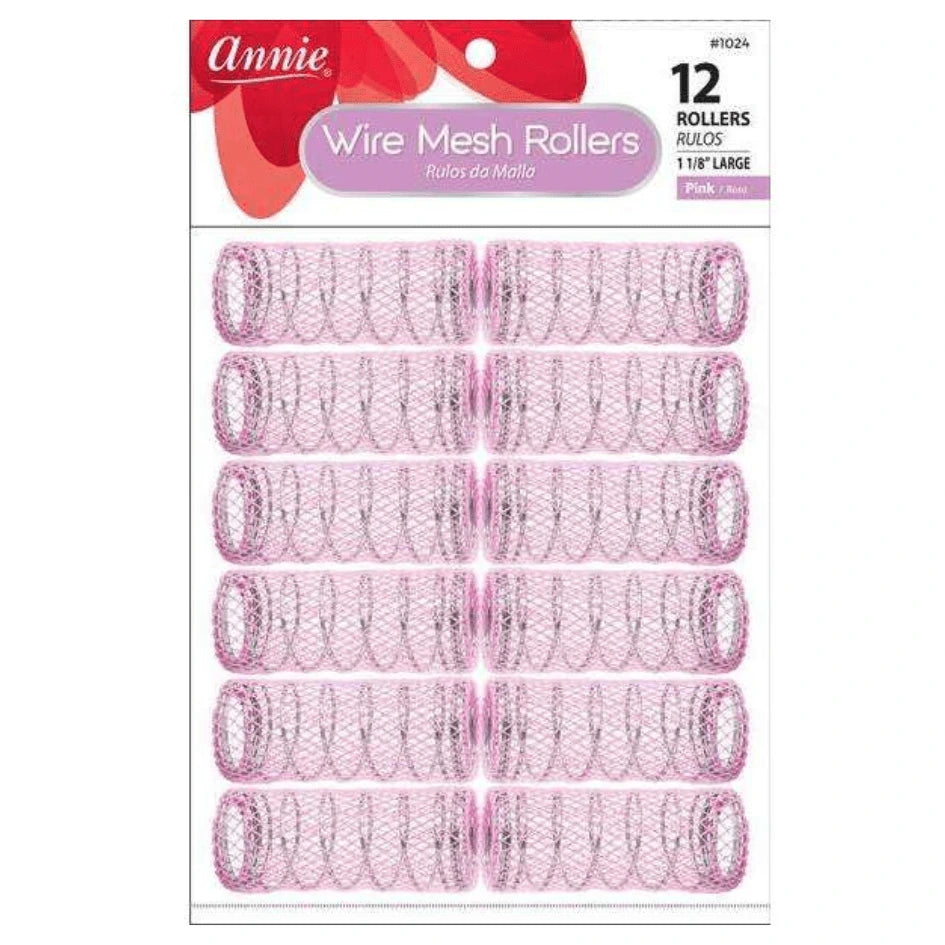 Annie Wire Mesh Rollers Large 12Ct Pink Wire Mesh Rollers Annie   