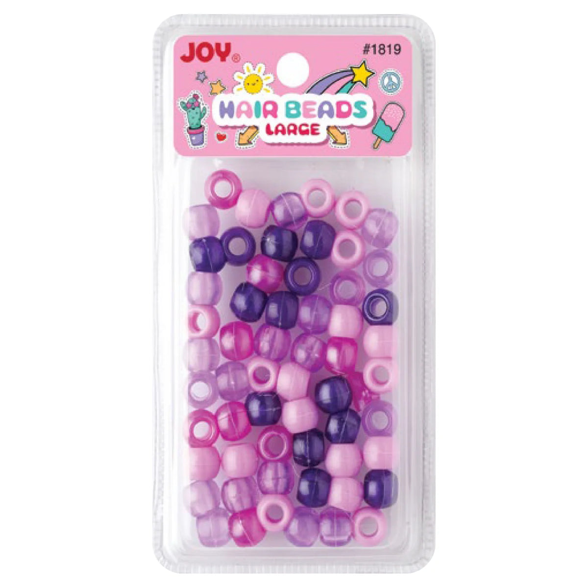 Joy Large Hair Beads 60Ct Purple Clear Asst Annie International